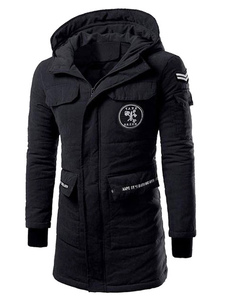 Parka vert hommes capuche longue manches à capuche poches Boyfriend manteau d’hiver