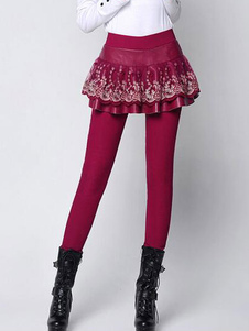 Populaires leggins féminins rose mode en polyester avec dentelle et dentelle