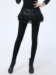 Fantastique caleçon pour femme mode en polyester noir unicolore avec dentelle