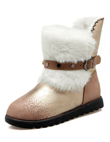 Bottes mi-mollet à bout rond en PU dégradé