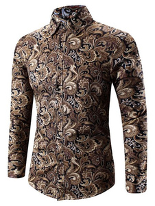 Chemise en coton mélangé impression manches longues