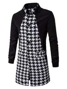 Manteau classique masculin en coton mélangé noir