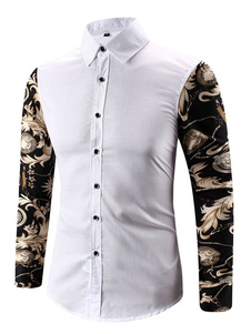 Chemise en coton mélangé impression manches longues