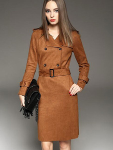 Robe bodycon en suédé col à revers unicolore avec lacets vêtements journaliers