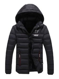 Black Down Jacket déclaration Hooded Zipper Puffer veste manteau pour ados
