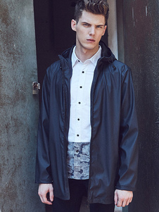 Veste homme en PU noir à capuche