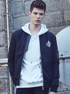 Blouson beau en polyester noir avec rivet