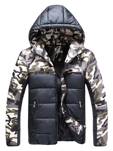 Capuche vers le bas de la veste masculine Camouflage Parkas à capuche deux ton épaissir Puffer Jacke