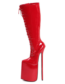 Bottes à bout rond courroie ajustable en PU unicolore