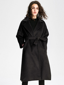 Énigmatique manteau femme unicolore avec bouton croisé avant thermique col à revers