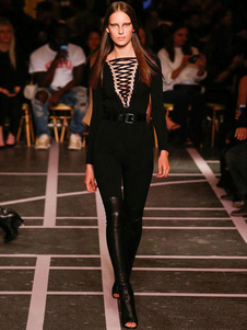 Fascinante combinaison pour femme noire unicolore creusé