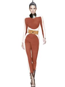 Fascinante combinaison pour femme bronzée color-block avec zip