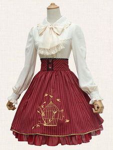 Jupe lolita séduisante rétro en chiffon avec rayure à volants