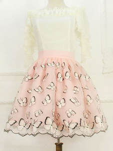 Jupe lolita séduisante douse en organza impression Sans ornement.