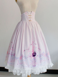 Jupe lolita excellente style éthnique en polyester impression à volants