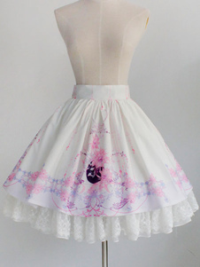 Jupe lolita magnifique style éthnique en polyester impression à volants