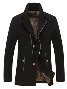 Manteau noir manches longues métal fermeture éclair Oblique Casual hiver manteau boutonné hommes