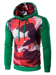 Sweat confortable en coton mélangé vert impression imprimé fleuri