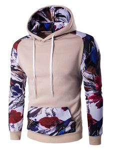 Sweat beau en coton mélangé kaki impression imprimé fleuri