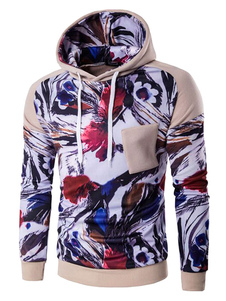 Sweat modeste en coton mélangé kaki impression imprimé fleuri