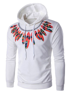 Sweat modeste en coton mélangé blanc impression imprimé fleuri