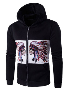 Sweat modeste en coton mélangé noir impression imprimé fleuri