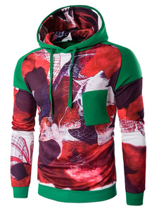 Sweat populaire en coton mélangé vert impression imprimé fleuri