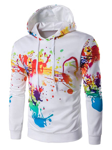 Sweat modeste en coton mélangé blanc impression imprimé fleuri