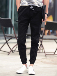 Pantalon homme unicolore avec lacets mode