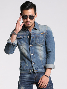 Blouson de qualité en denim bleu conception antique avec poches