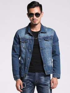 Blouson de qualité en denim bleu conception antique avec poches