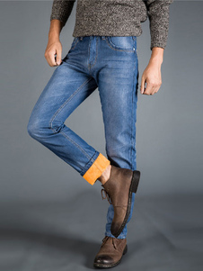 Jean beau coupe droite en denim unicolore