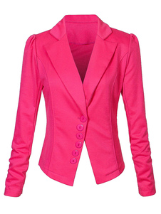 Fabuleux blazer féminin mode en acétate de cellulose unicolore col à revers moulant