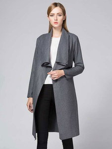 Chic manteau femme unicolore moulant col à revers