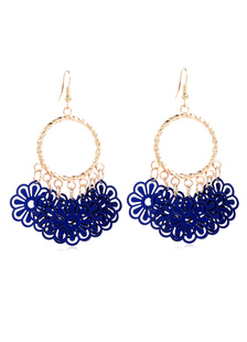 Blue Drop boucles d’oreille Hoop doré découpe fleur percé déclaration boucles d’oreilles pour les fe
