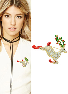 Christmas Elk broches en alliage Stras broches pour femmes