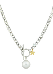 Délicat collier métallique rétro avec perles