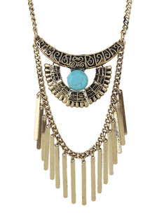 Fascinant collier métallique rétro avec frange