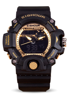 Montre homme rond avec bouton LCD