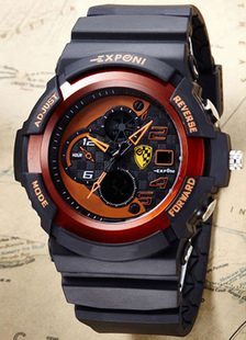 Montre homme rond avec bouton chronographe