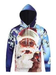 Sweat confortable en coton bleu impression 3D