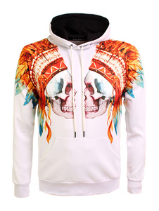 Sweat confortable en coton blanc imprimé fleuri