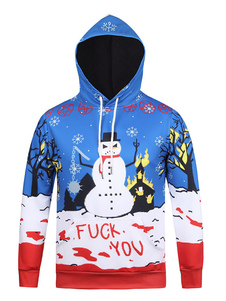 Sweat classique en coton bleu impression