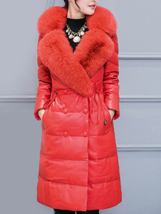 Populaire manteau en PU unicolore avec lacets croisé col à revers