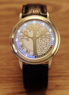 Montre homme rond avec boucle LED