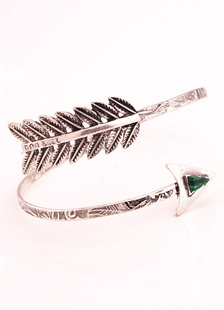 Bracelet de menottes doux métallique style éthnique pendentif feuille