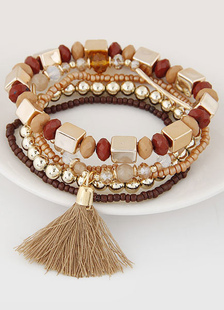 Bracelet à rangée fabuleux en résine bohémien avec frange