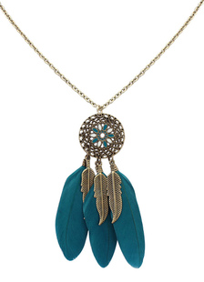 Fascinant collier de plume bohémienne avec frange