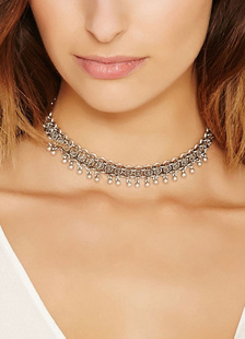 Délicat collier métallique style européen avec frange