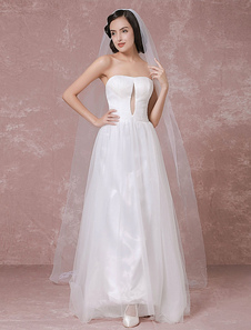 Voile 1 couche en tulle avec dentelle forme de cascade